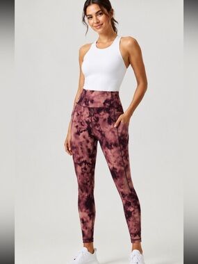Victoria's Secret Mauve & Deep Plum Tie-Dye High-Rise Leggings